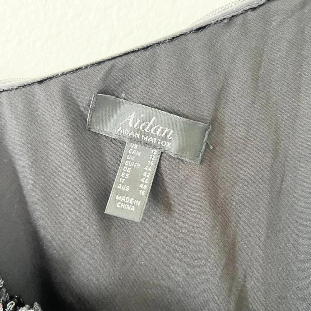 Aidan by Aidan Mattox Printed One-Shoulder Sequin Mini Dress Cocktail Sz 12